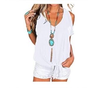 Amazon White Tie-Front Tank Top
